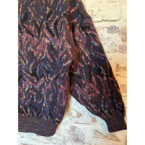 Mort Wallen size Medium wool blend plum multi color v neck sweater boxy fit - Picture 5 of 6